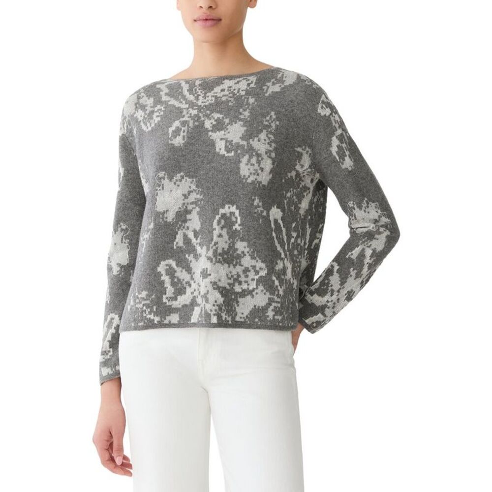 Lafayette 148 New York Womens  Bateau Neck Jacquard Wool & Cashmere-Blend